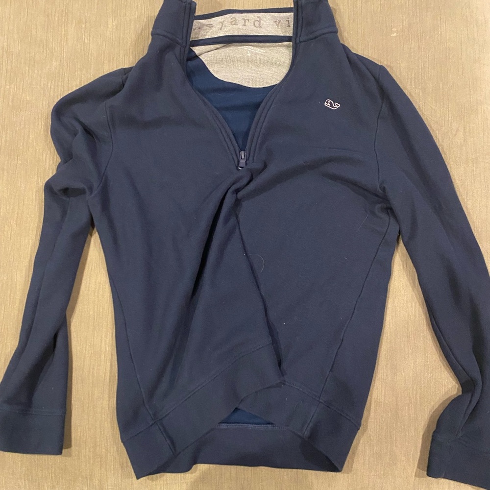 Navy Blue & Grey Vineyard Vines Quarter Zip Sweater Youth Large-Accepting Offers